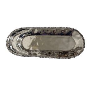 Beatriz Ball Organic Pearl Brooklyn Silver Oval Platter dip 7212 Gift Party